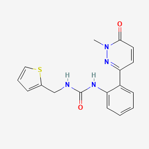 molecular formula C17H16N4O2S B2408991 1-(2-(1-Methyl-6-oxo-1,6-dihydropyridazin-3-yl)phenyl)-3-(thiophen-2-ylmethyl)urea CAS No. 1448028-48-5