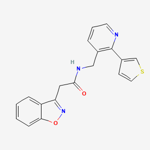 molecular formula C19H15N3O2S B2408993 2-(benzo[d]isoxazol-3-yl)-N-((2-(thiophen-3-yl)pyridin-3-yl)methyl)acetamide CAS No. 2034344-93-7