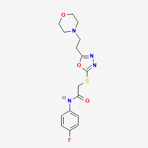 molecular formula C16H19FN4O3S B2408998 N-(4-fluorophenyl)-2-[[5-(2-morpholin-4-ylethyl)-1,3,4-oxadiazol-2-yl]sulfanyl]acetamide CAS No. 905780-92-9