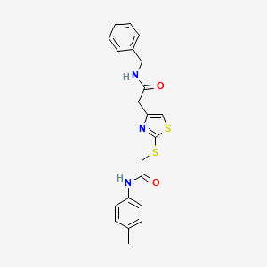 molecular formula C21H21N3O2S2 B2409014 N-benzyl-2-(2-((2-oxo-2-(p-tolylamino)ethyl)thio)thiazol-4-yl)acetamide CAS No. 941980-88-7