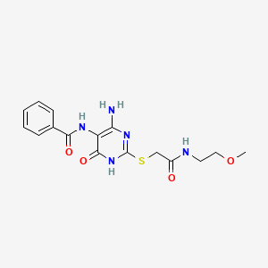 B2409018 N-(4-amino-2-((2-((2-methoxyethyl)amino)-2-oxoethyl)thio)-6-oxo-1,6-dihydropyrimidin-5-yl)benzamide CAS No. 872596-66-2