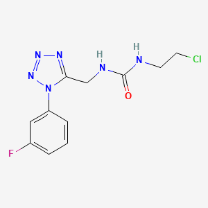 molecular formula C11H12ClFN6O B2409037 1-(2-chloroethyl)-3-((1-(3-fluorophenyl)-1H-tetrazol-5-yl)methyl)urea CAS No. 921110-22-7