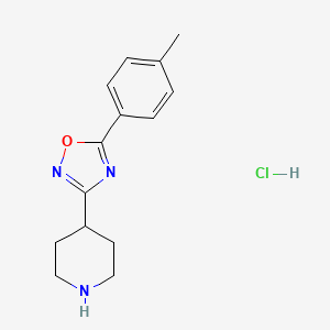 molecular formula C14H18ClN3O B2409047 4-[5-(4-Methylphenyl)-1,2,4-oxadiazol-3-yl]piperidine hydrochloride CAS No. 2059015-10-8