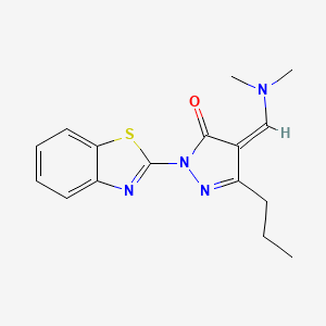molecular formula C16H18N4OS B2409052 2-(1,3-benzothiazol-2-yl)-4-[(dimethylamino)methylene]-5-propyl-2,4-dihydro-3H-pyrazol-3-one CAS No. 332897-79-7