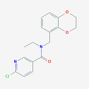 6-chloro-N-[(2,3-dihydro-1,4-benzodioxin-5-yl)methyl]-N-ethylpyridine-3-carboxamide