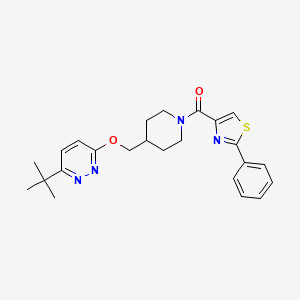 molecular formula C24H28N4O2S B2409055 [4-[(6-Tert-butylpyridazin-3-yl)oxymethyl]piperidin-1-yl]-(2-phenyl-1,3-thiazol-4-yl)methanone CAS No. 2310124-61-7