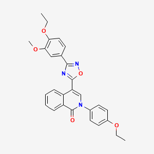 molecular formula C28H25N3O5 B2409056 4-[3-(4-ethoxy-3-methoxyphenyl)-1,2,4-oxadiazol-5-yl]-2-(4-ethoxyphenyl)isoquinolin-1(2H)-one CAS No. 1326902-25-3
