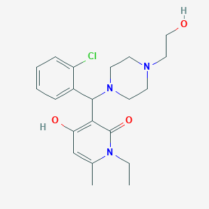 molecular formula C21H28ClN3O3 B2409061 3-((2-氯苯基)(4-(2-羟乙基)哌嗪-1-基)甲基)-1-乙基-4-羟基-6-甲基吡啶-2(1H)-酮 CAS No. 897734-34-8