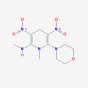 molecular formula C11H17N5O5 B2409068 N,1-dimethyl-6-morpholino-3,5-dinitro-1,4-dihydro-2-pyridinamine CAS No. 338777-82-5