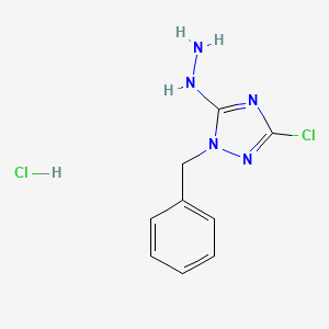 molecular formula C9H11Cl2N5 B2409071 1-benzyl-3-chloro-5-hydrazinyl-1H-1,2,4-triazole hydrochloride CAS No. 1245569-56-5