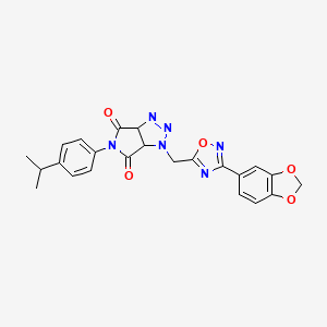 molecular formula C23H20N6O5 B2409077 1-((3-(benzo[d][1,3]dioxol-5-yl)-1,2,4-oxadiazol-5-yl)methyl)-5-(4-isopropylphenyl)-1,6a-dihydropyrrolo[3,4-d][1,2,3]triazole-4,6(3aH,5H)-dione CAS No. 1171389-22-2