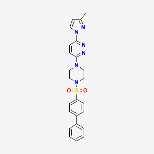 molecular formula C24H24N6O2S B2409082 3-(4-([1,1'-biphenyl]-4-ylsulfonyl)piperazin-1-yl)-6-(3-methyl-1H-pyrazol-1-yl)pyridazine CAS No. 1013756-30-3