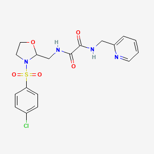 molecular formula C18H19ClN4O5S B2409083 N1-((3-((4-clorofenil)sulfonil)oxazolidin-2-il)metil)-N2-(piridin-2-ilmetil)oxalamida CAS No. 874805-33-1