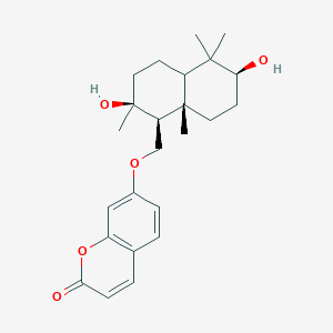 molecular formula C24H32O5 B240909 7-[(2,6-dihydroxy-2,5,5,8a-tetramethyldecahydro-1-naphthalenyl)methoxy]-2H-chromen-2-one 