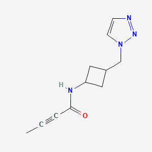molecular formula C11H14N4O B2409095 N-[3-(Triazol-1-ylmethyl)cyclobutyl]but-2-ynamide CAS No. 2411268-10-3