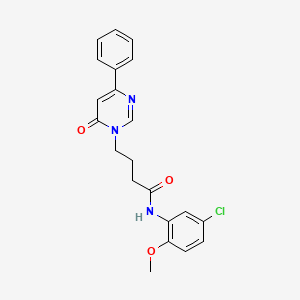 molecular formula C21H20ClN3O3 B2409096 N-(5-氯-2-甲氧基苯基)-4-(6-氧代-4-苯基嘧啶-1(6H)-基)丁酰胺 CAS No. 1226438-51-2