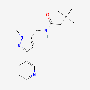molecular formula C16H22N4O B2409100 3,3-dimethyl-N-((1-methyl-3-(pyridin-3-yl)-1H-pyrazol-5-yl)methyl)butanamide CAS No. 2034510-92-2