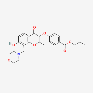 molecular formula C25H27NO7 B2409101 Propyl 4-[7-hydroxy-2-methyl-8-(morpholin-4-ylmethyl)-4-oxochromen-3-yl]oxybenzoate CAS No. 845989-03-9
