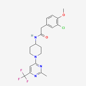 molecular formula C20H22ClF3N4O2 B2409112 2-(3-chloro-4-methoxyphenyl)-N-(1-(2-methyl-6-(trifluoromethyl)pyrimidin-4-yl)piperidin-4-yl)acetamide CAS No. 2034349-30-7