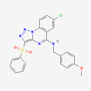 molecular formula C23H18ClN5O3S B2409123 7-chloro-N-(4-methoxybenzyl)-3-(phenylsulfonyl)[1,2,3]triazolo[1,5-a]quinazolin-5-amine CAS No. 904579-97-1