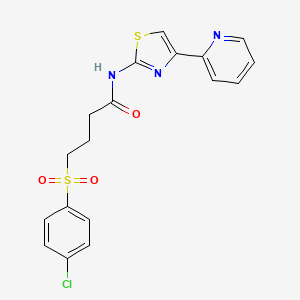 molecular formula C18H16ClN3O3S2 B2409129 4-((4-chlorophenyl)sulfonyl)-N-(4-(pyridin-2-yl)thiazol-2-yl)butanamide CAS No. 923095-28-7