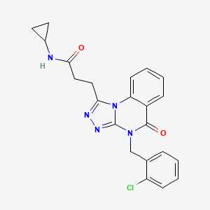 molecular formula C22H20ClN5O2 B2409130 3-[4-(2-氯苄基)-5-氧代-4,5-二氢[1,2,4]三唑并[4,3-a]喹唑啉-1-基]-N-环丙基丙酰胺 CAS No. 902964-81-2