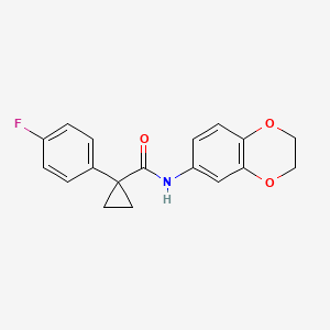 molecular formula C18H16FNO3 B2409136 N-(2,3-dihydrobenzo[b][1,4]dioxin-6-yl)-1-(4-fluorophenyl)cyclopropanecarboxamide CAS No. 1091381-96-2