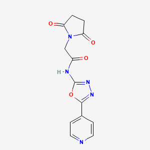 molecular formula C13H11N5O4 B2409137 2-(2,5-二氧代吡咯烷-1-基)-N-(5-吡啶-4-基-1,3,4-恶二唑-2-基)乙酰胺 CAS No. 887868-10-2