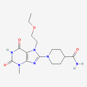 molecular formula C16H24N6O4 B2409144 1-(7-(2-ethoxyethyl)-3-methyl-2,6-dioxo-2,3,6,7-tetrahydro-1H-purin-8-yl)piperidine-4-carboxamide CAS No. 442864-64-4