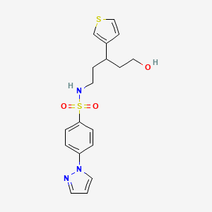 molecular formula C18H21N3O3S2 B2409145 N-(5-羟基-3-(噻吩-3-基)戊基)-4-(1H-吡唑-1-基)苯磺酰胺 CAS No. 2034467-61-1