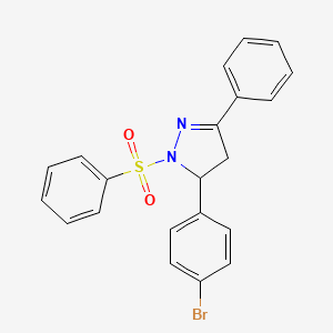 molecular formula C21H17BrN2O2S B2409154 5-(4-Bromophenyl)-3-phenyl-1-(phenylsulfonyl)-2-pyrazoline CAS No. 361170-80-1