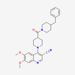 4-(4-(4-Benzylpiperidine-1-carbonyl)piperidin-1-yl)-6,7-dimethoxyquinoline-3-carbonitrile