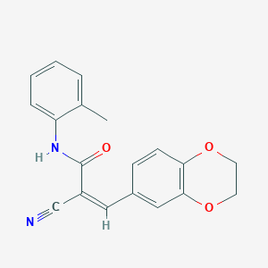 molecular formula C19H16N2O3 B2409162 (Z)-2-Cyano-3-(2,3-dihydro-1,4-benzodioxin-6-yl)-N-(2-methylphenyl)prop-2-enamide CAS No. 852956-94-6