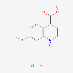 molecular formula C11H14ClNO3 B2409169 7-甲氧基-1,2,3,4-四氢喹啉-4-羧酸；盐酸盐 CAS No. 2361640-77-7