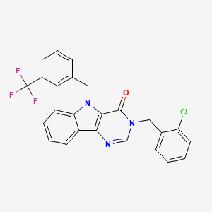 molecular formula C25H17ClF3N3O B2409171 3-(2-chlorobenzyl)-5-(3-(trifluoromethyl)benzyl)-3H-pyrimido[5,4-b]indol-4(5H)-one CAS No. 1216376-79-2