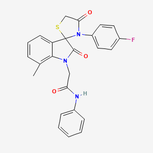molecular formula C25H20FN3O3S B2409172 2-(3'-(4-fluorophenyl)-7-methyl-2,4'-dioxospiro[indoline-3,2'-thiazolidin]-1-yl)-N-phenylacetamide CAS No. 899987-29-2