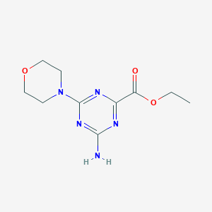 molecular formula C10H15N5O3 B2409181 Ethyl 4-amino-6-morpholino-1,3,5-triazine-2-carboxylate CAS No. 91978-48-2