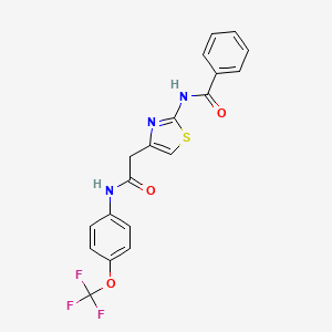 molecular formula C19H14F3N3O3S B2409184 N-(4-(2-oxo-2-((4-(trifluoromethoxy)phenyl)amino)ethyl)thiazol-2-yl)benzamide CAS No. 941947-31-5