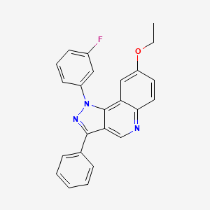 molecular formula C24H18FN3O B2409186 8-エトキシ-1-(3-フルオロフェニル)-3-フェニル-1H-ピラゾロ[4,3-c]キノリン CAS No. 901044-27-7