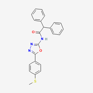 molecular formula C23H19N3O2S B2409189 N-[5-(4-methylsulfanylphenyl)-1,3,4-oxadiazol-2-yl]-2,2-diphenylacetamide CAS No. 898449-82-6