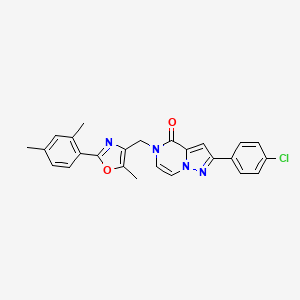 molecular formula C25H21ClN4O2 B2409194 2-(4-chlorophenyl)-5-((2-(2,4-dimethylphenyl)-5-methyloxazol-4-yl)methyl)pyrazolo[1,5-a]pyrazin-4(5H)-one CAS No. 941899-27-0