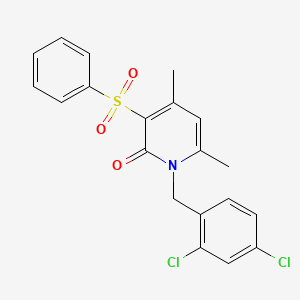 molecular formula C20H17Cl2NO3S B2409195 1-(2,4-Dichlorbenzyl)-4,6-dimethyl-3-(phenylsulfonyl)-2(1H)-pyridinon CAS No. 321431-27-0