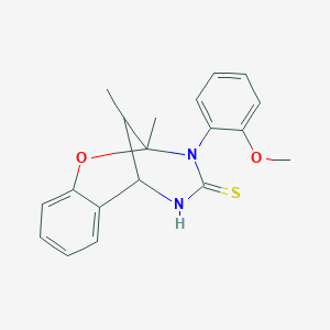 molecular formula C19H20N2O2S B2409196 3-(2-methoxyphenyl)-2,11-dimethyl-2,3,5,6-tetrahydro-4H-2,6-methano-1,3,5-benzoxadiazocine-4-thione CAS No. 1291836-51-5