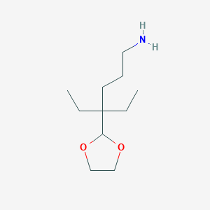 molecular formula C11H23NO2 B2409207 4-(1,3-Dioxolan-2-yl)-4-ethylhexan-1-amine CAS No. 105599-58-4