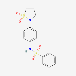 molecular formula C15H16N2O4S2 B2409208 N-[4-(1,1-二氧化-1,2-噻唑烷-2-基)苯基]苯磺酰胺 CAS No. 941974-33-0