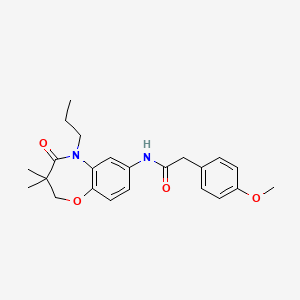 molecular formula C23H28N2O4 B2409223 N-(3,3-dimethyl-4-oxo-5-propyl-2,3,4,5-tetrahydrobenzo[b][1,4]oxazepin-7-yl)-2-(4-methoxyphenyl)acetamide CAS No. 921562-88-1