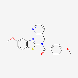 molecular formula C22H19N3O3S B2409225 4-methoxy-N-(5-methoxybenzo[d]thiazol-2-yl)-N-(pyridin-3-ylmethyl)benzamide CAS No. 895412-01-8