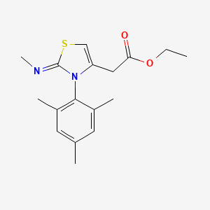 molecular formula C17H22N2O2S B2409244 Ethyl 2-[2-(methylimino)-3-(2,4,6-trimethylphenyl)-2,3-dihydro-1,3-thiazol-4-yl]acetate CAS No. 885459-15-4