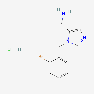 molecular formula C11H13BrClN3 B2409252 [1-(2-Bromobenzyl)-1H-imidazol-5-yl]methanamine hydrochloride CAS No. 1774896-38-6