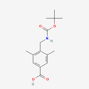 molecular formula C15H21NO4 B2409258 3,5-Dimethyl-4-[[(2-methylpropan-2-yl)oxycarbonylamino]methyl]benzoic acid CAS No. 2253630-30-5